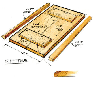 illustration of wood boards laid out to form a window shutter